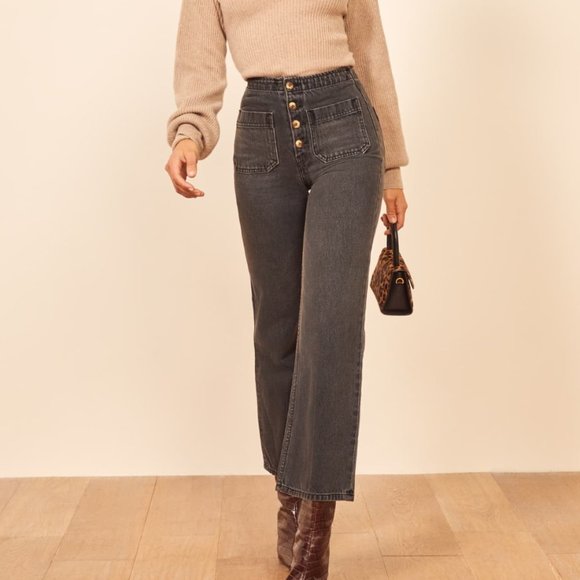 Reformation Denim - Reformation Eloise Jean in Seine (blackish)-31